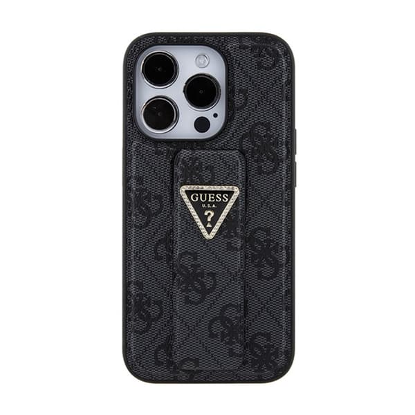Guess Grip Stand 4G Triangle Strass Logo - iPhone 15 Pro Max cover (sort)