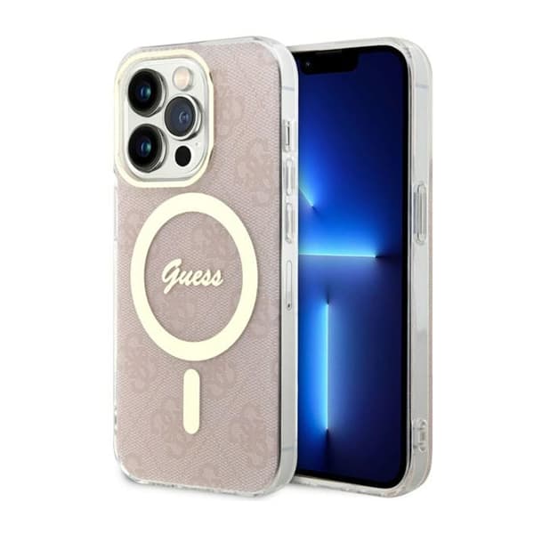 Guess 4G MagSafe - iPhone 14 Pro -kotelo (vaaleanpunainen)