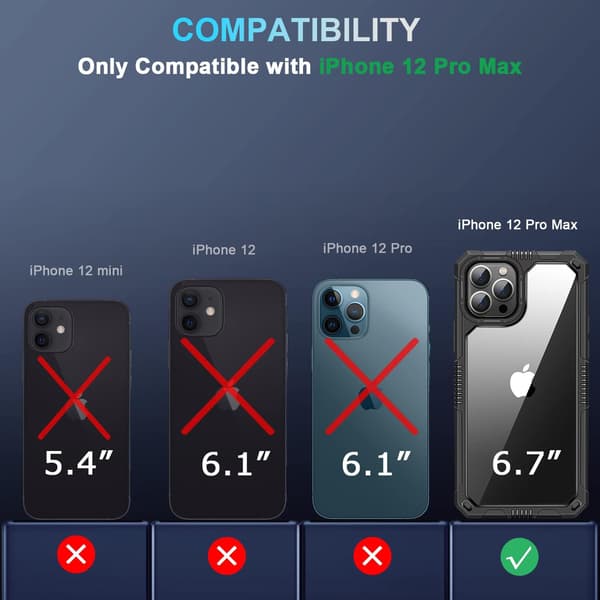 MUSTA SUOJA APPLE IPHONE 12 PRO MAXILLE, KARKAISTU LASIKAMERA A2342