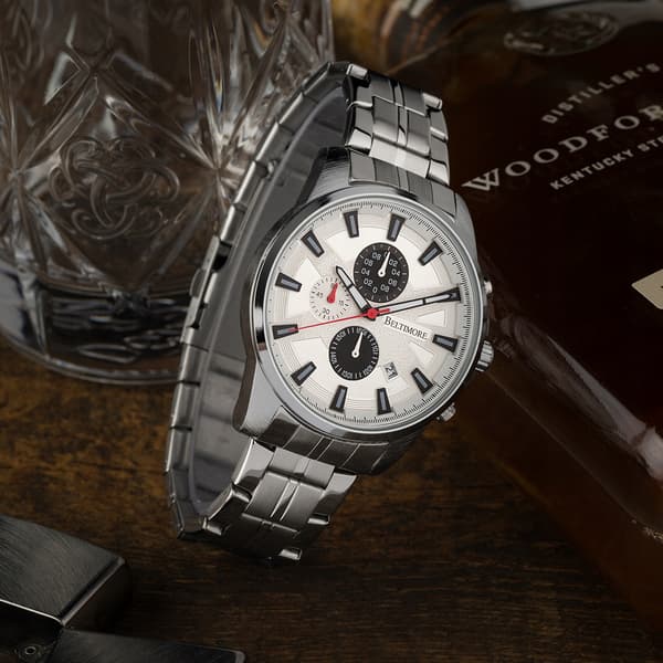 Herrklocka armband datum kronograf kvarts silver Beltimore