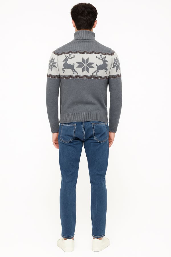 Herre blå V-hals sweater Recea XL