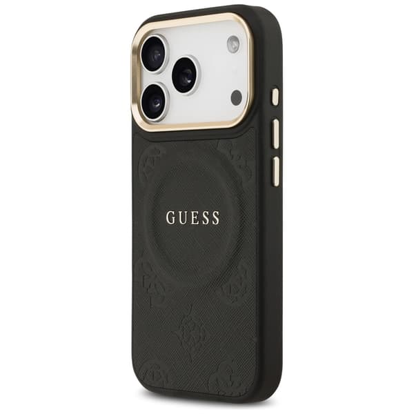 Guess Peony Hot Stamp MagSafe-etui til iPhone 17 Pro - Sort