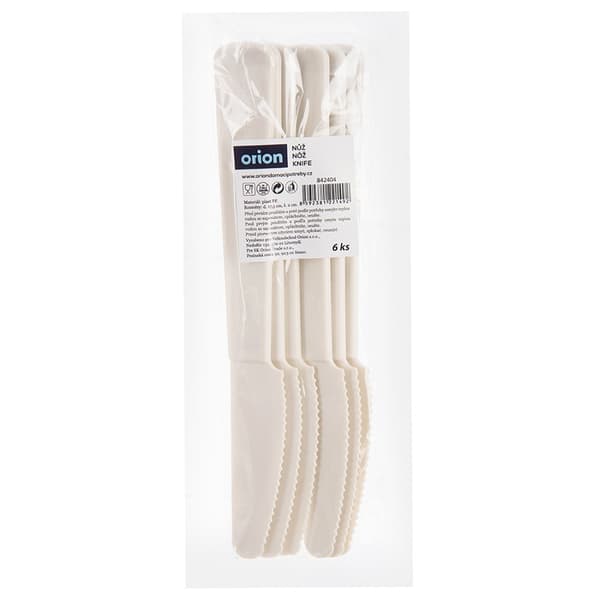 Cremefarvede plastik bordknive SANDY 6 stk.