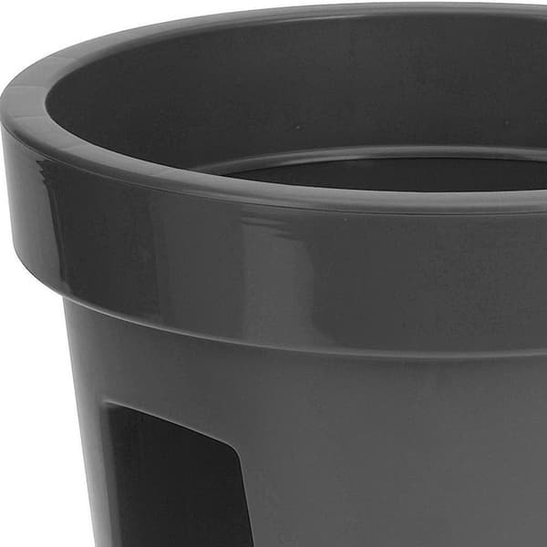 Harmaa muovinen parvekeruukku 28 cm