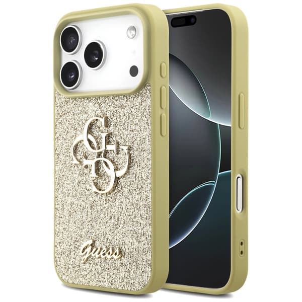 Guess Fixed Glitter Big 4G cover til iPhone 17 Pro - guld