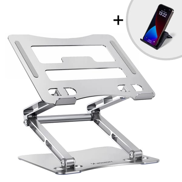 Wozinsky WRS-CPY75DSS Aluminiumsstativ til Laptop og Tablet + Gratis Smartphone-stativ - Sølv