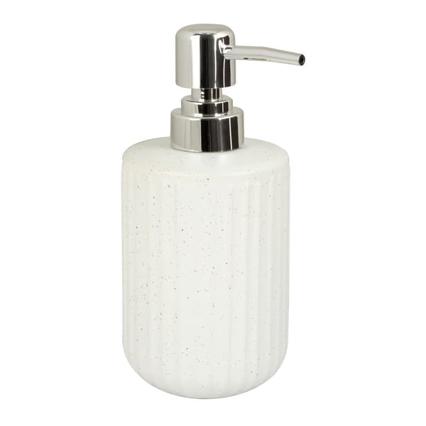 Dispenser för flytande tvål 400 ml vit silver keramik med indisk pump