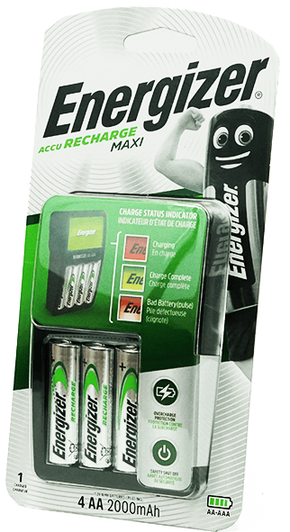 Energizer Maxi-oplader + 4x AA 2000mA genopladelige batterier