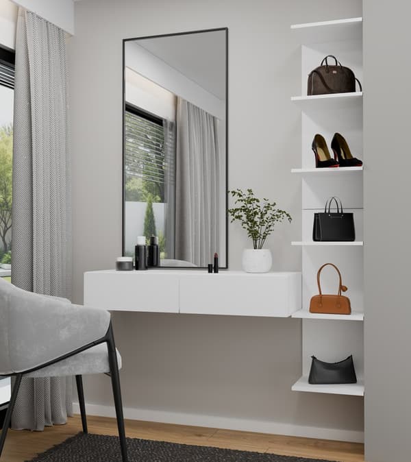 HÄNGANDE SMYCKESBORD MIKA 110 CM 2 LADDOR FÖR SOVRUM VIT