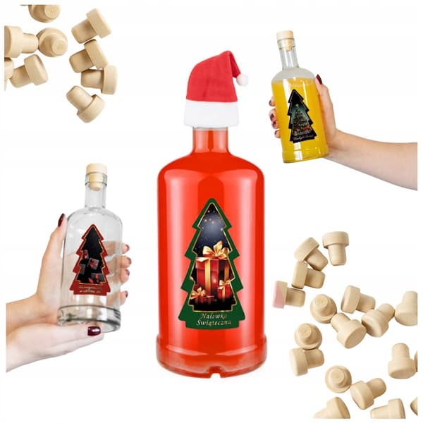 TADEK-flaska 500ml JULGRANSETIKETT HAT Flaskor För Julklapp Vin