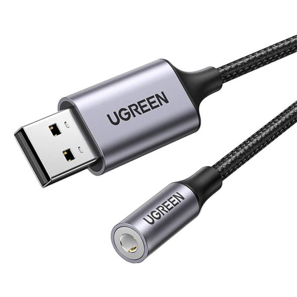 UGREEN CM477 Lydadapter, USB til Mini Jack 3,5 mm AUX (Grå)