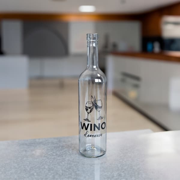 Vinflaska MED TRYCK 0,75l HEM VIN glasflaskor KLAR