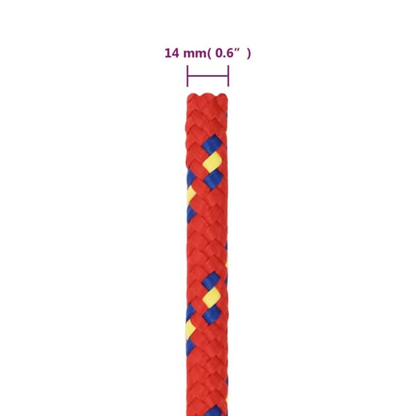 vidaXL Segelrep, Röd, 14 mm, 25 m, Polypropylen