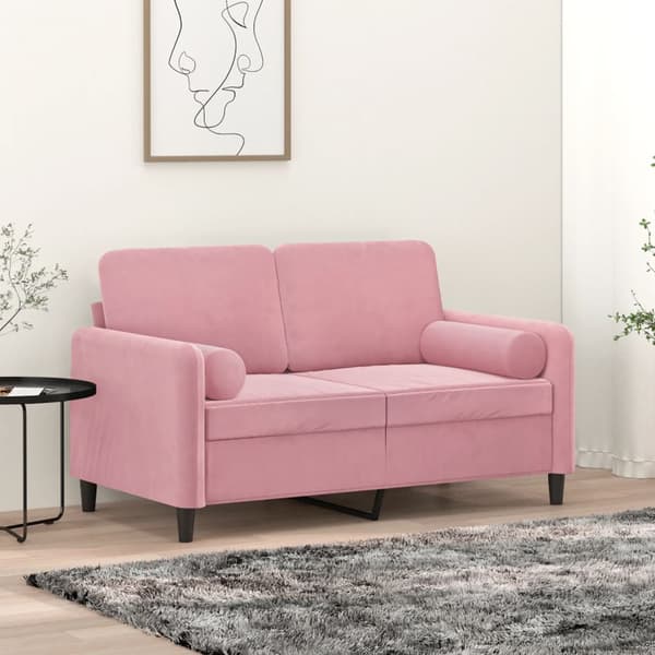 vidaXL Dekorationskuddar, 2 st, rosa, Ø15x50 cm, sammet