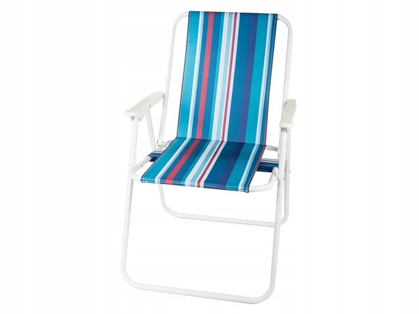 Sammenklappelig strandstol blå striber (6)