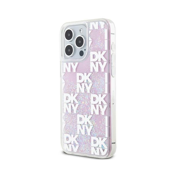 DKNY Liquid Glitter Multilogo - iPhone 15 Pro Max cover (lyserød)