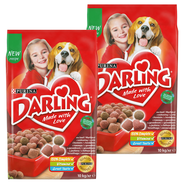 Purina Darling tørfoder til hunde 2x10 kg oksekød og kylling