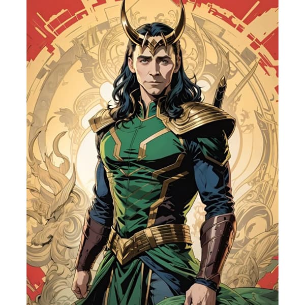 MÅLNING MED SIFFROR MED RAM Marvel Loki-målningar 40x50 cm