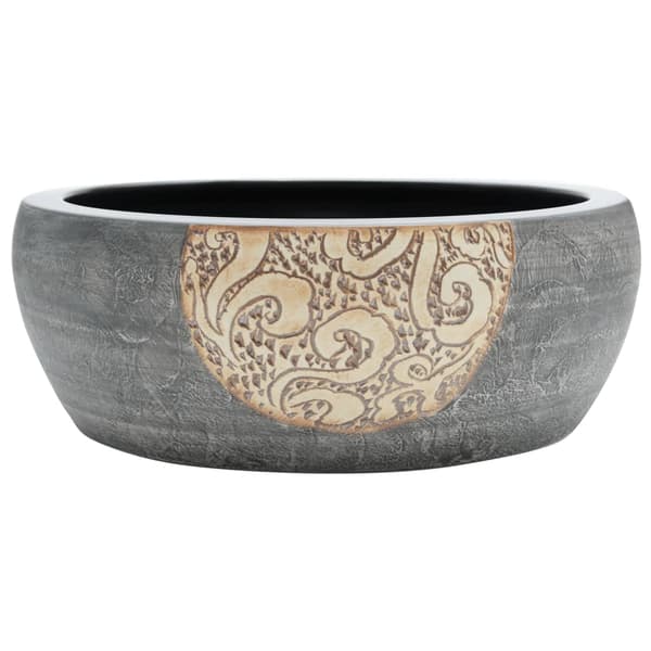 vidaXL bordvask sort og brun rund 41x14 cm