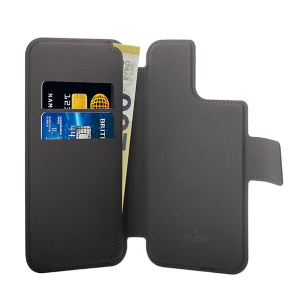 PURO Folio MagSafe-etui - iPhone 15 Plus / 14 Plus / 12 Pro Max cover (sort)
