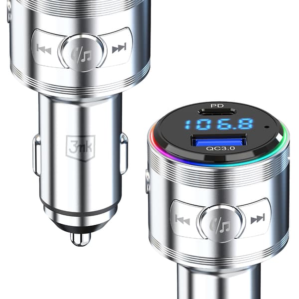 Tilbehør - 3mk Hyper Car Power Transmitter 48W QC PD PPS USB 1C1A Sølv