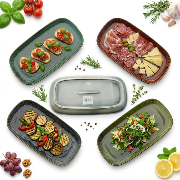 FAD, SALATSKÅL, FAD, REKTANGULÆR KERAMISK SALATTALLERKE, 30 cm