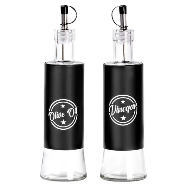 Glasflasker til olie og eddike, sorte, 300 ml, 2 stk.