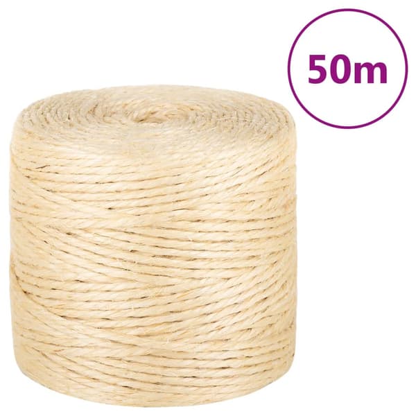 vidaXL reb, 100% sisal, 4 mm, 50 m