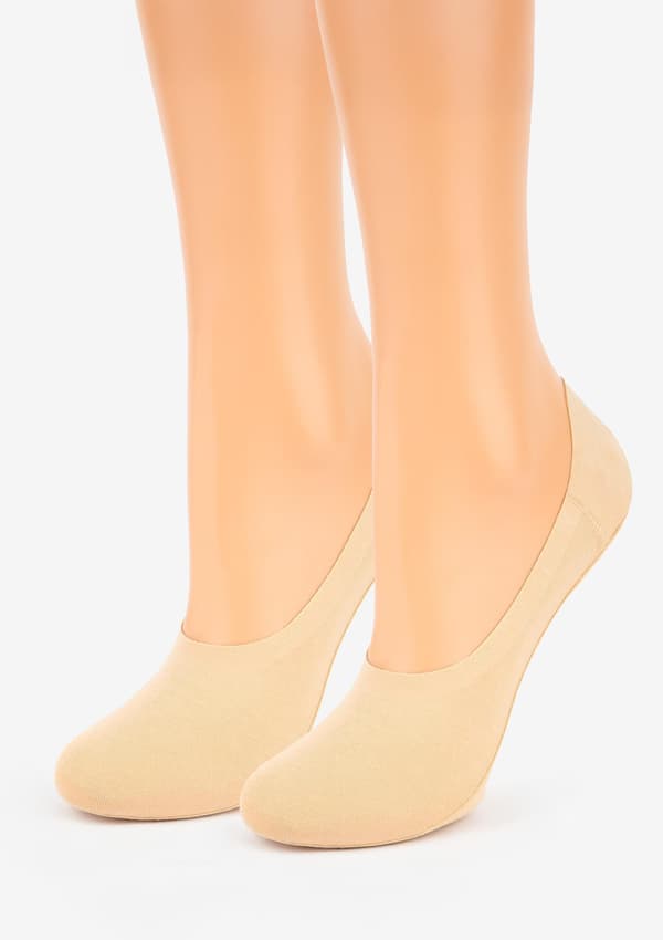 Släta beige ankelsockor unisex med silikon - Discreet 38/41