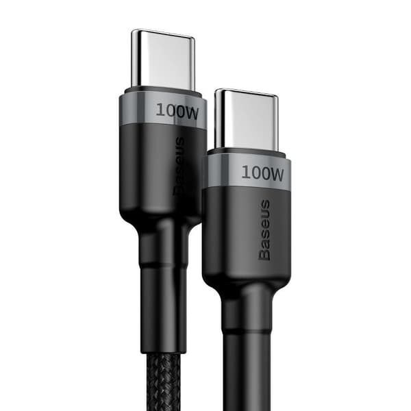 Baseus Cafule USB-C til USB-C kabel, QC 3.0, PD 2.0, 100W, 5A, 2m (Grå-Sort)