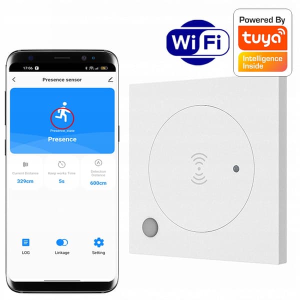 RTX Mikrobølgesensor WiFi Tilstedeværelsessensor TUYA Smart 230V Vægmonteret