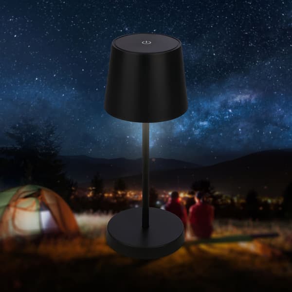 Trådløs LED-bordlampe IP44 Sort lysdæmper Natterrasse