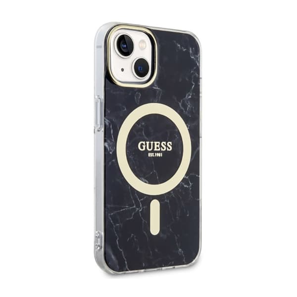Guess Marble MagSafe - iPhone 14 Plus -suojakuori (musta)