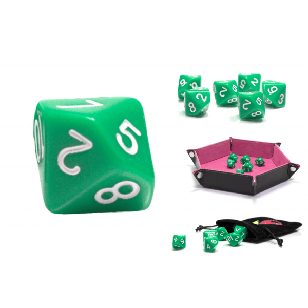 D10 RPG-tärningar Tiosidiga gröna tärningar 1-10