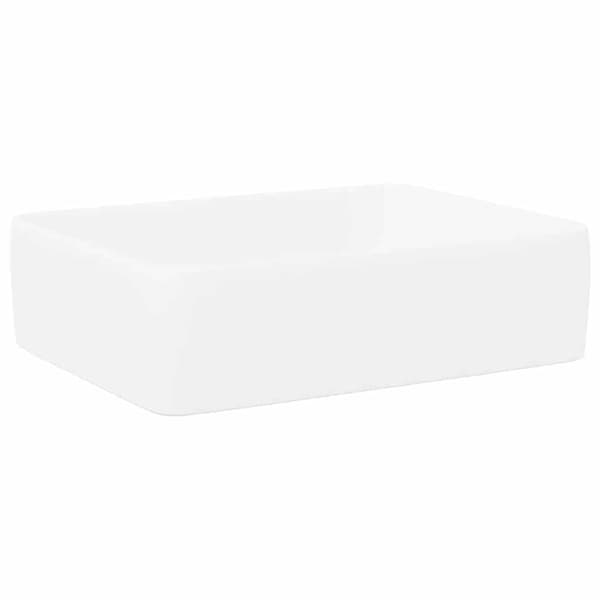 vidaXL håndvask, hvid, 48x37x13 cm, keramik, rektangulær
