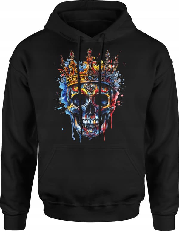 SKULL CROWN GOTH ROCK ROCK GRUNCH HERRSWEATSHIRT MED TRYCK S