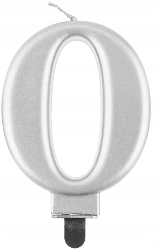 Tallys 0, metallisk sølv, 8 cm, 1 stk.