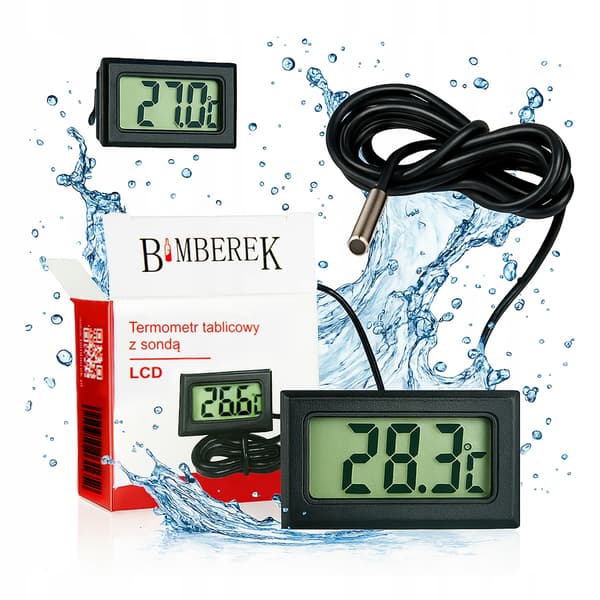 Digitalt elektronisk paneltermometer med LCD-sonde til akvarieterrarium