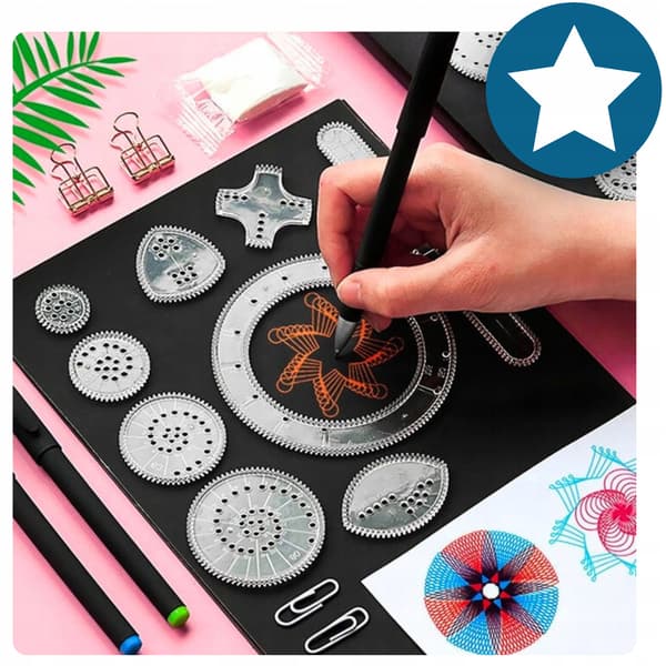 Kreativt ritset SPIROGRAF Mallar Kritor Ark Present