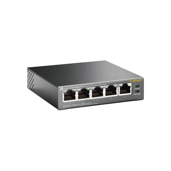TP-Link TL-SG1005P Netværksswitch, 5 porte, PoE, Sort