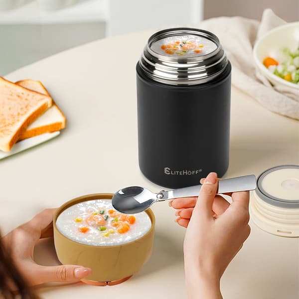 1050 ml:n termospullo kulholla ja taittolusikalla E-8247