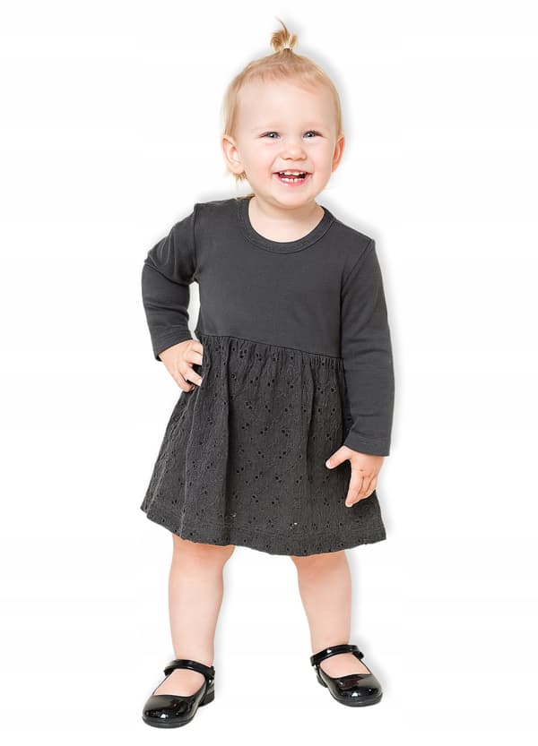 Bododress BODYSUIT KJOLE str. 74 kortærmet BRODERET SORT