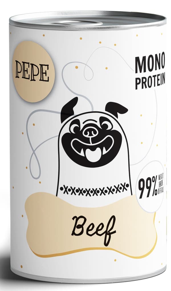Kæledyrsboks | PEPE | Vådfoder til hunde 400g - PEPE Oksekød | Oksekød 400g