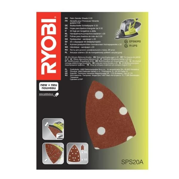 RYOBI Sandpapper 20 st: 10 x fingersandpapper