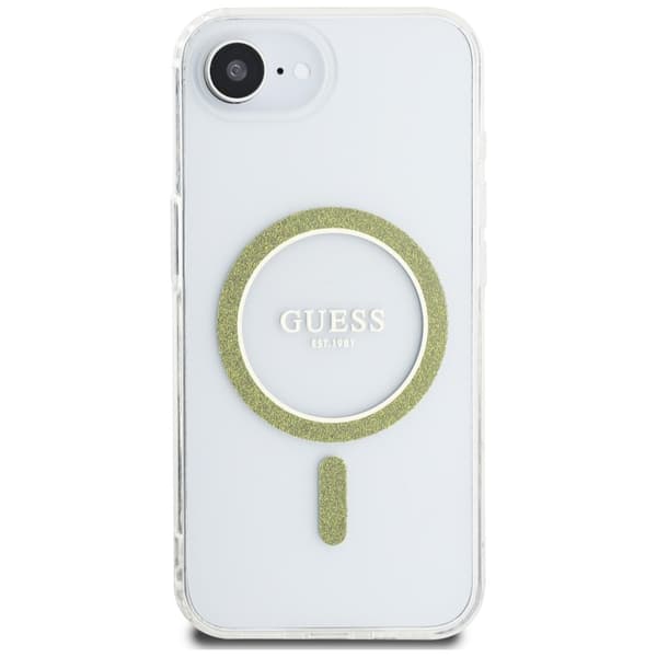 Guess IML Glitter Circle MagSafe-etui til iPhone 16e – klart