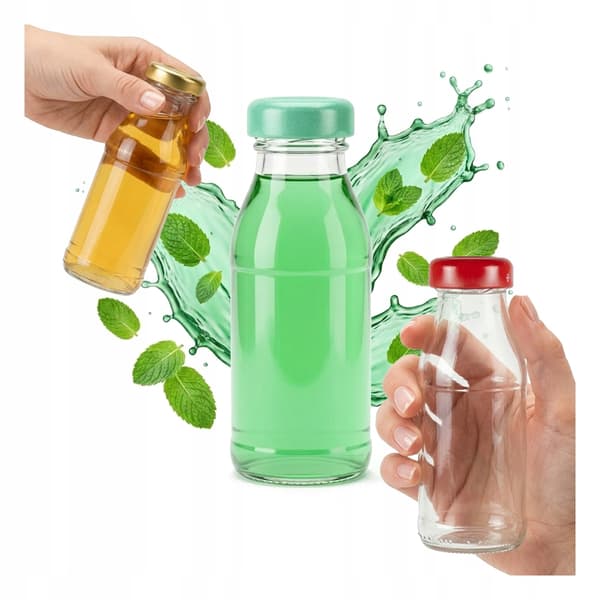 100x Glasjuiceflaskor JUICE 125ml Juiceflaskset