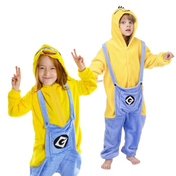 Kigurumi-pyjamas Minion-kostym för barn 135-145 cm