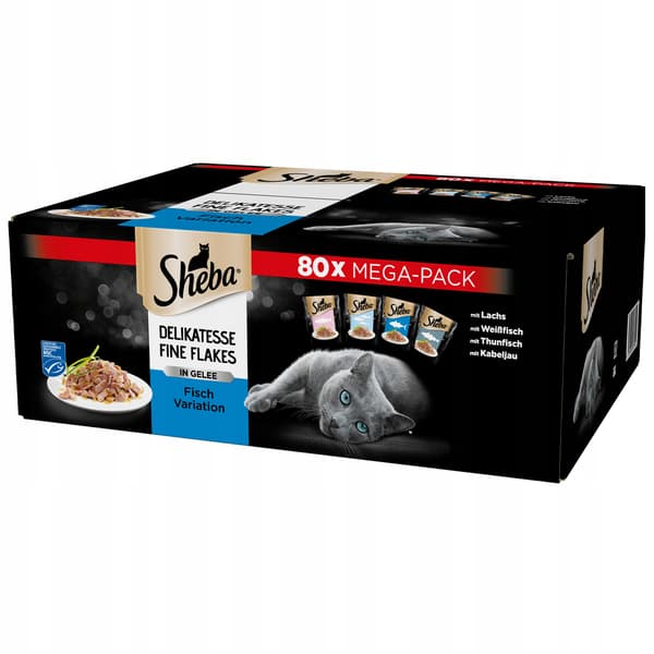 Sheba våtfoder för katter med fisksmak 80x85g, 40 påsar
