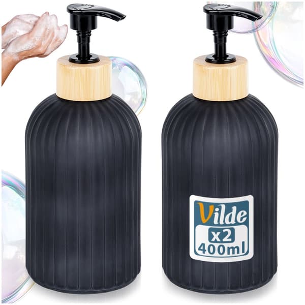 Saippuadispenseri lasinen musta 400 ml 2 kpl