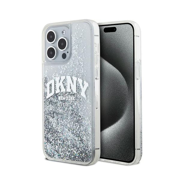 DKNY Liquid Glitter Big Logo - iPhone 15 Pro Max-skal (vitt)